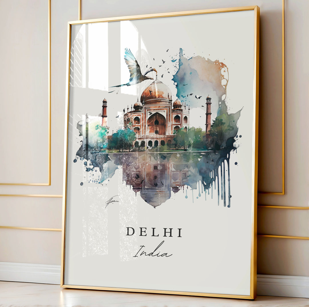 Delhi India wall art - India, Delhi poster, Delhi Wedding gift, Delhi Birthday present, Custom Text, Personalised Gift