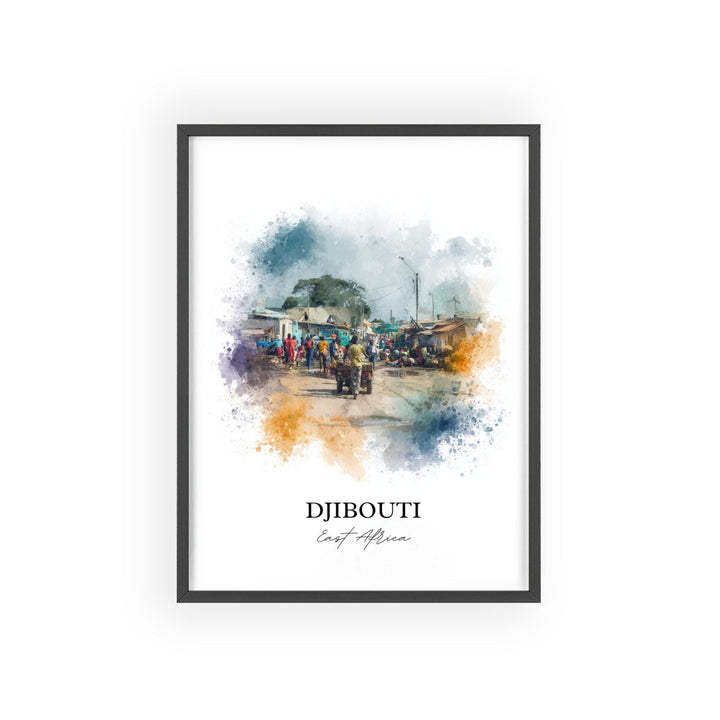 Djibouti Wall Art, Djibouti Print, Djibouti Watercolor Art, Djibouti East Africa Gift, Travel Print, Travel Poster, Housewarming Gift