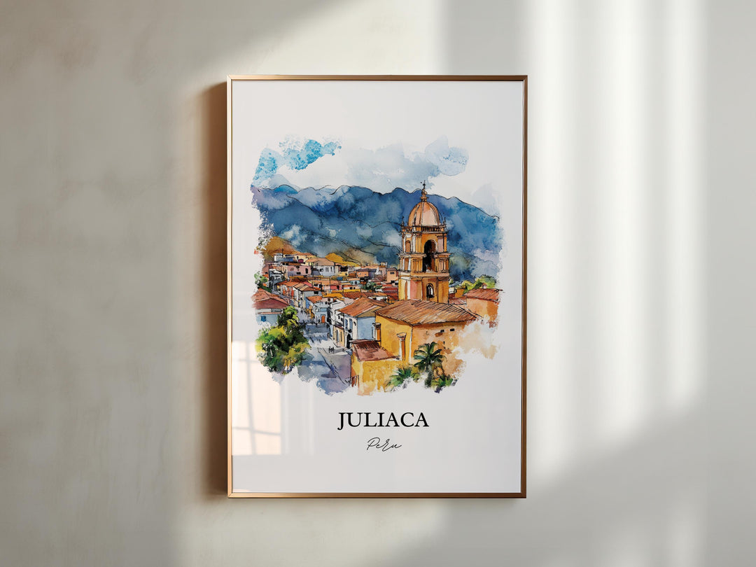 Juliaca Peru Wall Art, Juliaca Print, Peru Watercolor Art, Juliaca Peru Gift, Travel Print, Travel Poster, Housewarming Gift