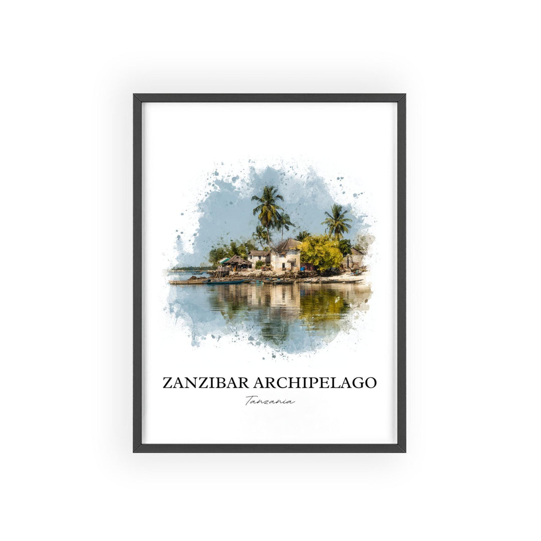 Zanzibar Wall Art, Zanzibar Print, Zanzibar Watercolor Art, Tanzania Gift, Tanzania Travel Print, Travel Poster, Housewarming Gift