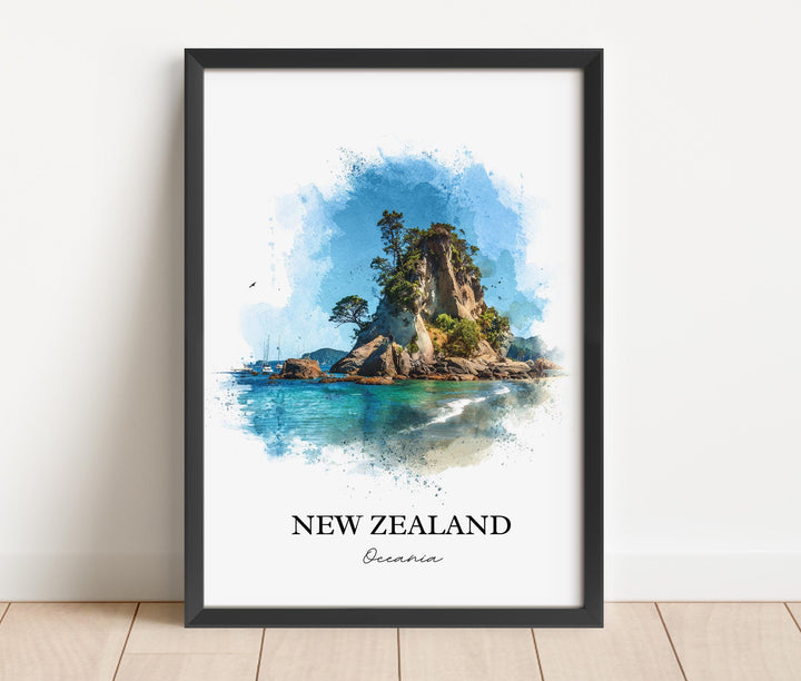 New Zealand Wall Art, New Zealand Print, New Zealand Watercolor Art, Auckland NZ Gift, Travel Print, Travel Poster, Housewarming Gift