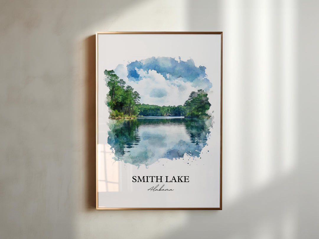 Smith Lake AL Wall Art, Haleyville Print, Alabama Watercolor Art, Smith Lake Alabama Gift, Travel Print, Travel Poster, Housewarming Gift