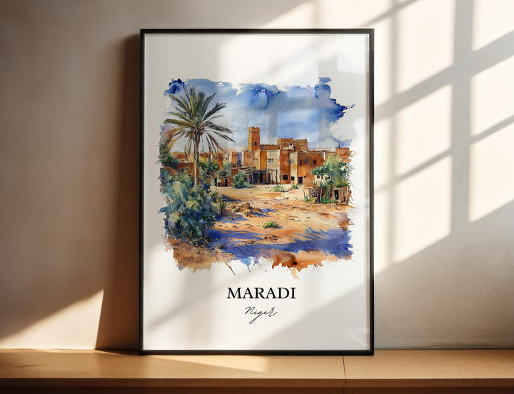 Maradi Niger Wall Art, Niger Print, Niger Watercolor Art, Maradi Niger Gift, Travel Print, Travel Poster, Housewarming Gift