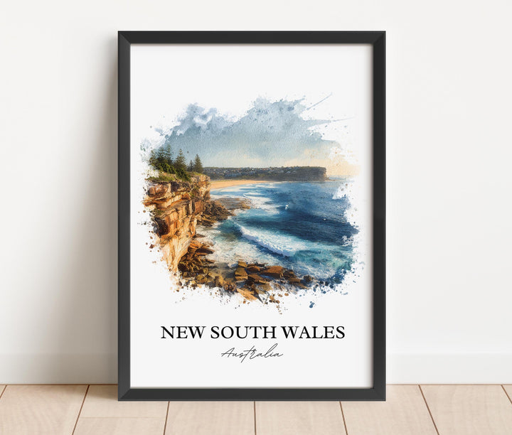 New South Wales Wall Art, Australia Print, Australia Watercolor Art, New South Wales Gift, Travel Print, Travel Poster, Housewarming Gift