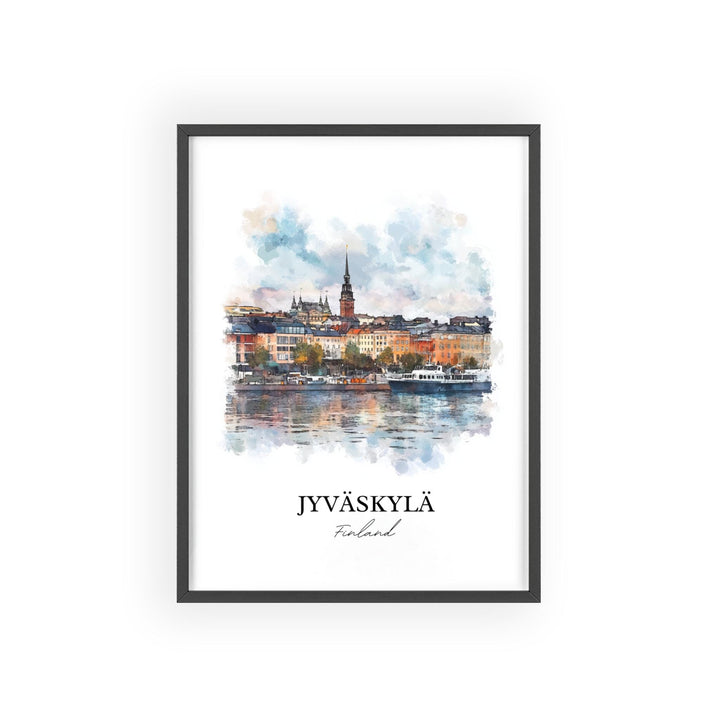 Jyväskylä Wall Art, Finnish Lakeland Print, Finland Watercolor Art, Jyväskylä Gift, Travel Print, Travel Poster, Housewarming Gift