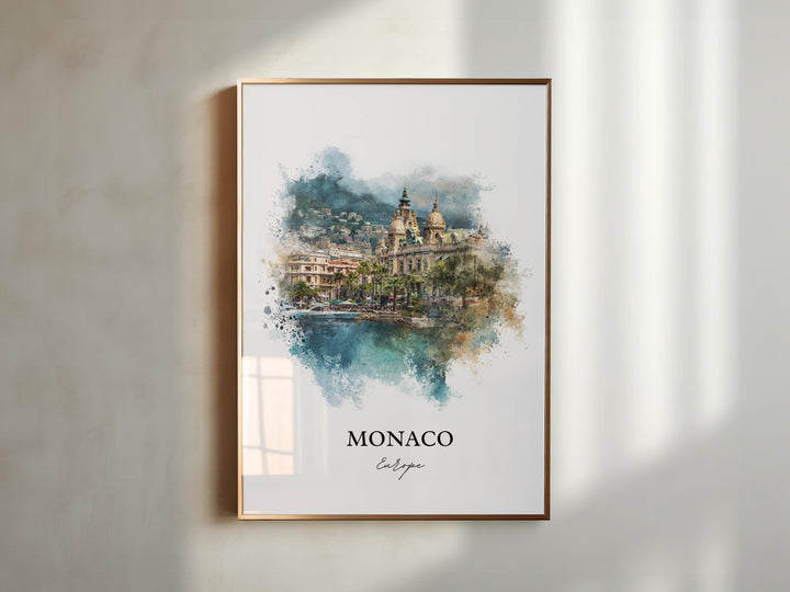 Monaco Wall Art, Monaco Print, Monaco Watercolor Art, Monaco Europe Gift, Travel Print, Travel Poster, Housewarming Gift