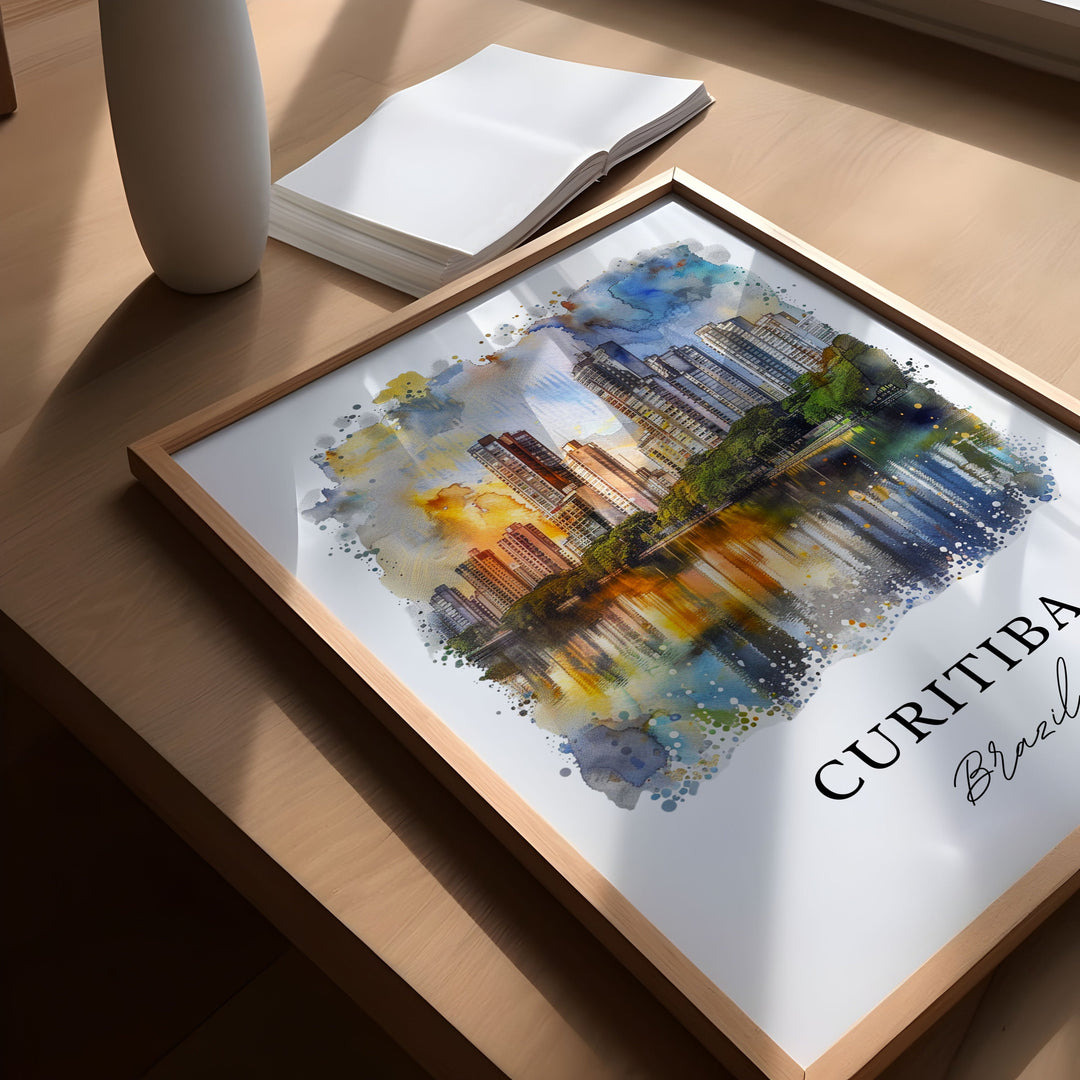 Curtibia Wall Art, Curtibia Print, Curtibia Watercolor, Curtibia Brazil Gift,