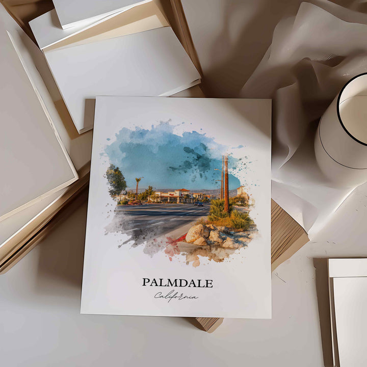 Palmdale, California Wall Art, Palmdale Print, California Watercolor Art, Los Angeles Gift, Travel Print, Travel Poster, Housewarming Gift
