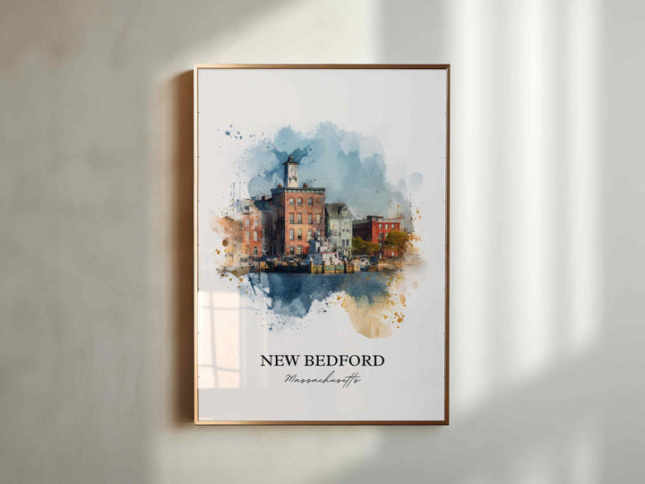 New Bedford MA Wall Art, Bristol County Print, Massachusetts Watercolor, New Bedford Gift, Travel Print, Travel Poster, Housewarming Gift