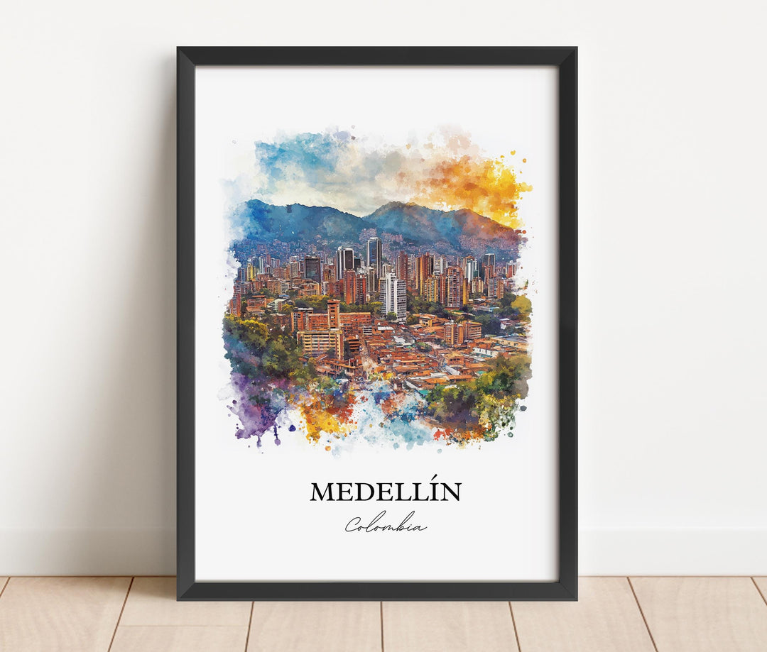 Medellín Wall Art, Colombia Print, Colombia Watercolor Art, Medellín Colombia Gift, Travel Print, Travel Poster, Housewarming Gift