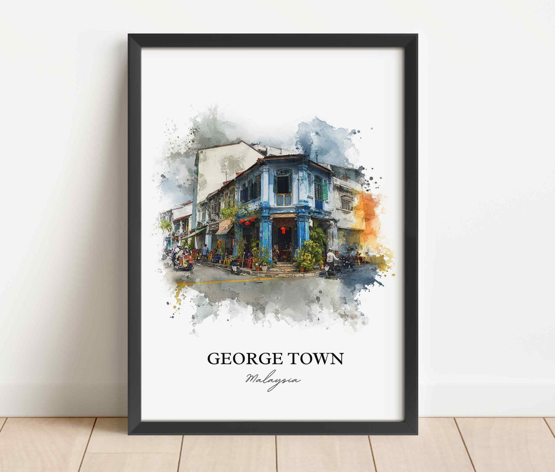George Town, Malaysia – Watercolor Art Print
