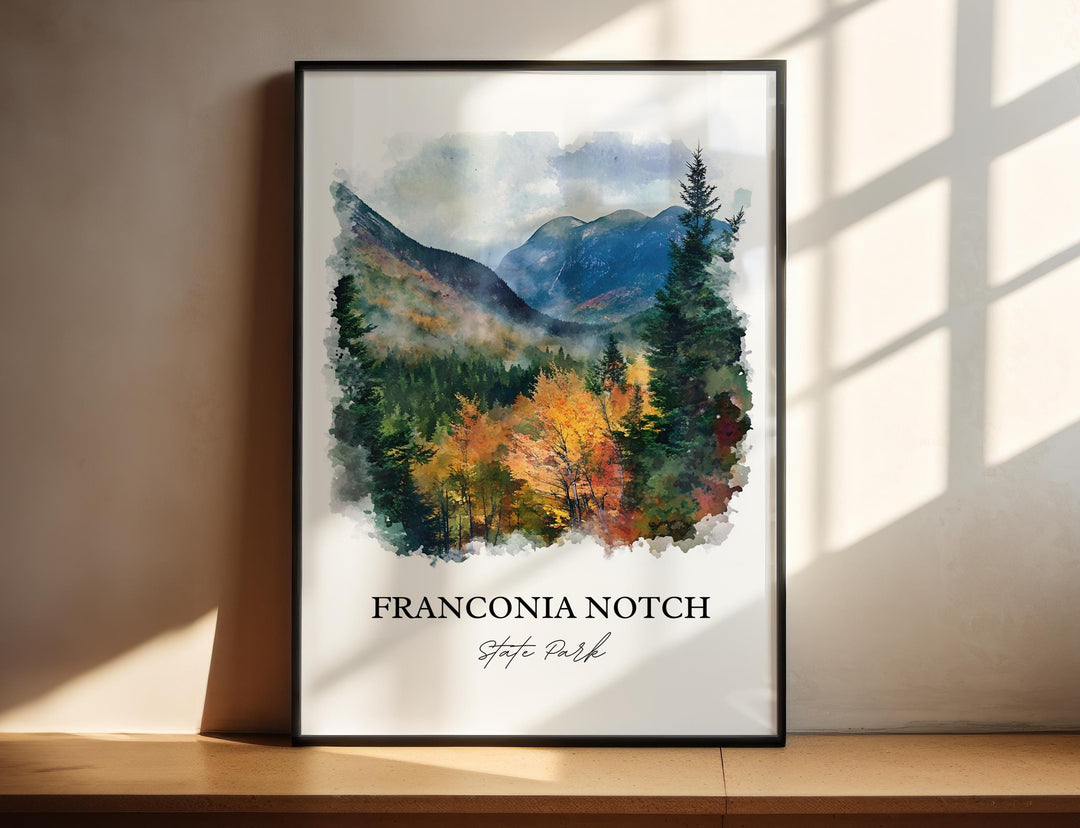 Franconia Notch State Park Art, Lincoln NH Print, New Hampshire Art, Franconia Notch Gift, Travel Print, Travel Poster, Housewarming Gift