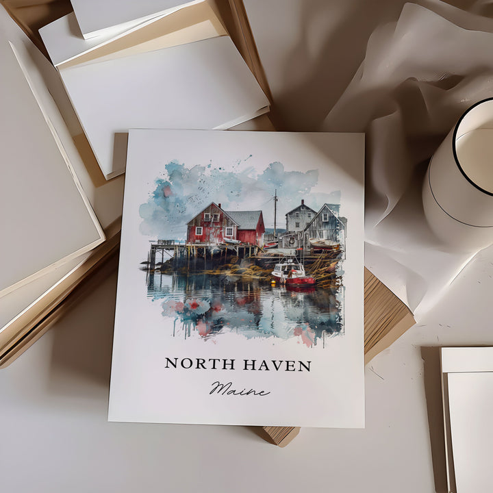 North Haven, Maine, Maine – Watercolor Art Print