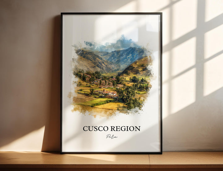Cusco Wall Art, Cusco Peru Print, Cusco Region Watercolor Art, Cusco Peru Gift, Peru Travel Print, Travel Poster, Housewarming Gift