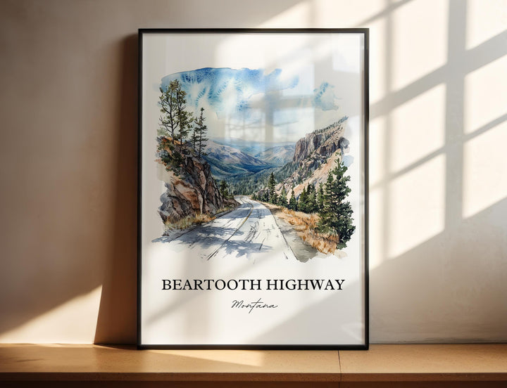Beartooth Highway Wall Art, Montana Print, Montana Watercolor Art, Beartooth Highway Gift, Travel Print, Travel Poster, Housewarming Gift