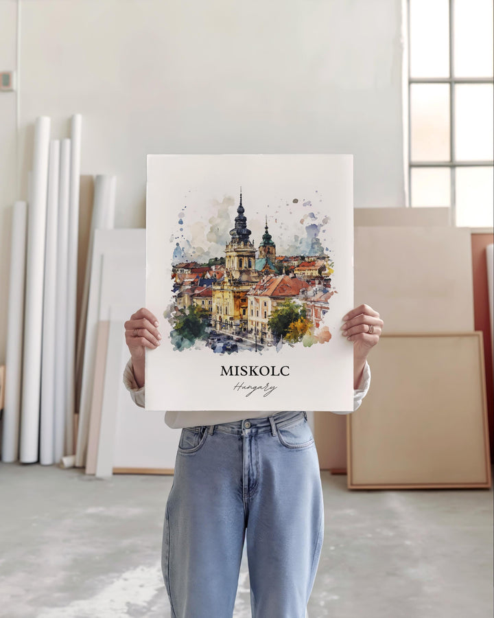Miskolc Wall Art, Northern Hungary Print, Hungary Watercolor Art, Miskolc Hungary Gift, Travel Print, Travel Poster, Housewarming Gift