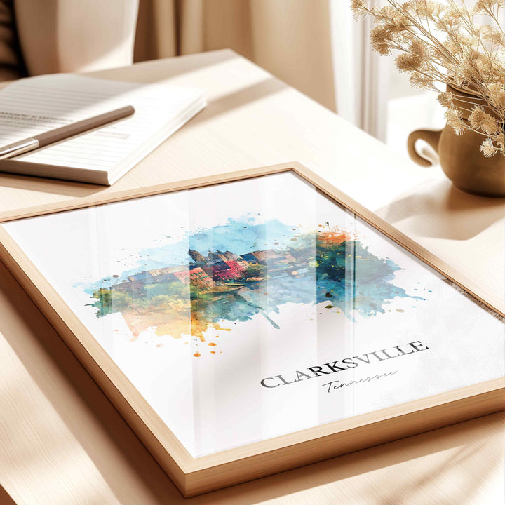 Clarksville, Tennessee – Watercolor Art Print