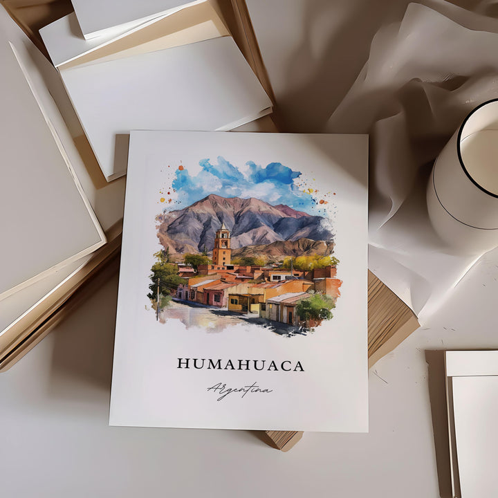 Humahuaca Wall Art, Humahuaca Argentina Print, Jujuy Watercolor Art, Jujuy Argentina Gift,