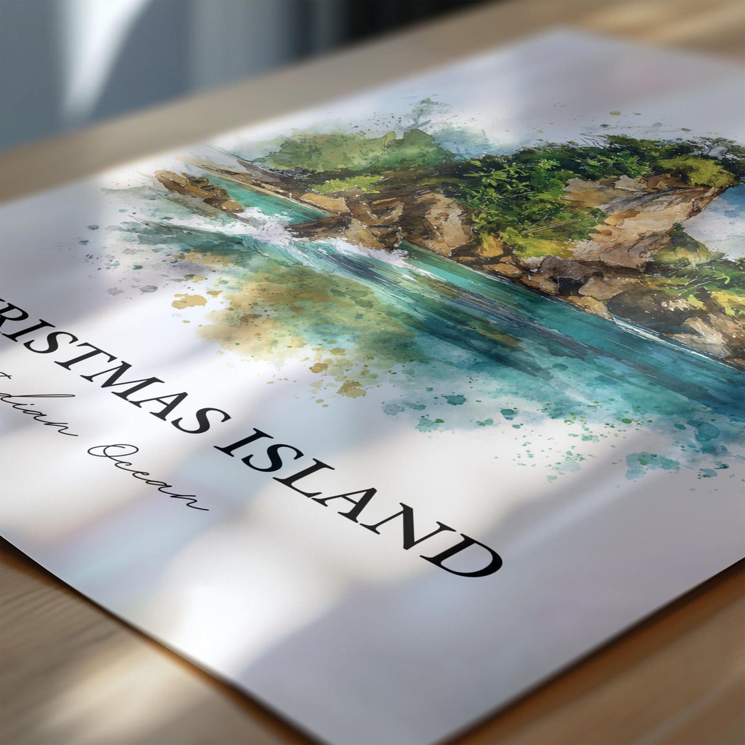 Christmas Island Wall Art, Java Print, Java Indonesia Watercolor Art, Christmas Island Gift, Travel Print, Travel Poster, Housewarming Gift