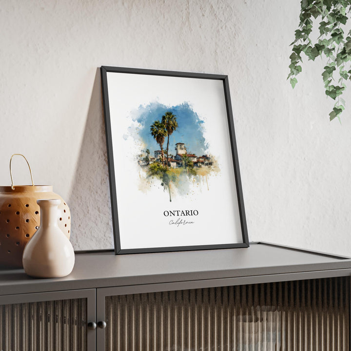 Ontario California Wall Art, Ontario CA Print, Los Angeles Watercolor Art, Los Angeles Gift, Travel Print, Travel Poster, Housewarming Gift