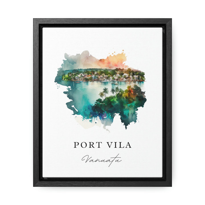 Port Vila traditional travel art - Vanatu, Port Vila poster, Wedding gift, Birthday present, Custom Text, Personalised Gift