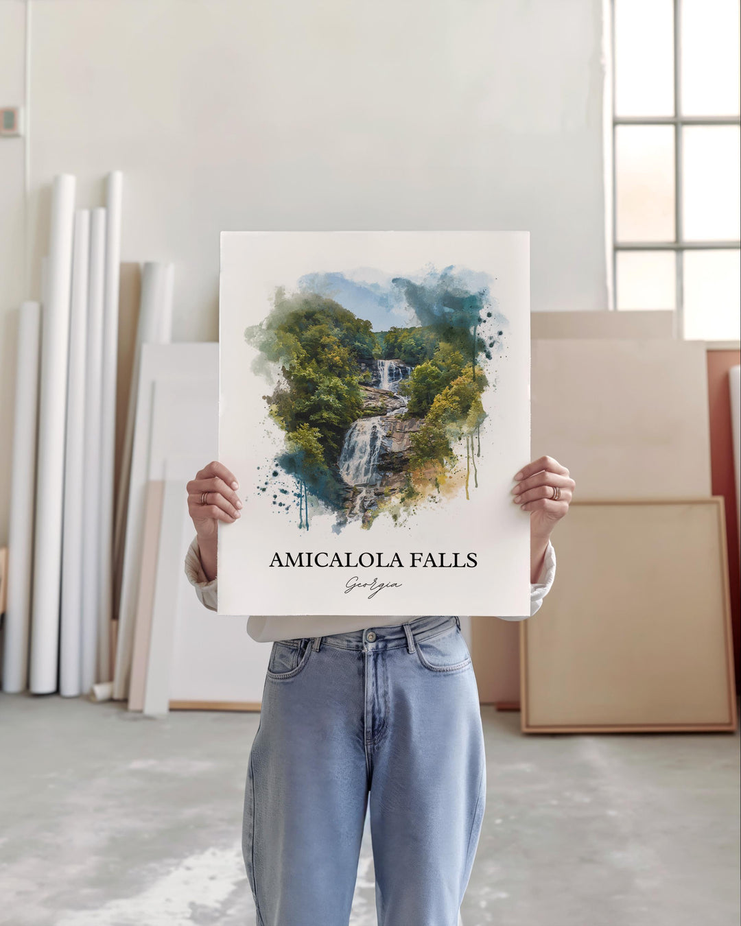 Amicalola Falls Wall Art, Dawsonville Print, Georgia Watercolor Art, Amicalola Falls Gift, Travel Print, Travel Poster, Housewarming Gift