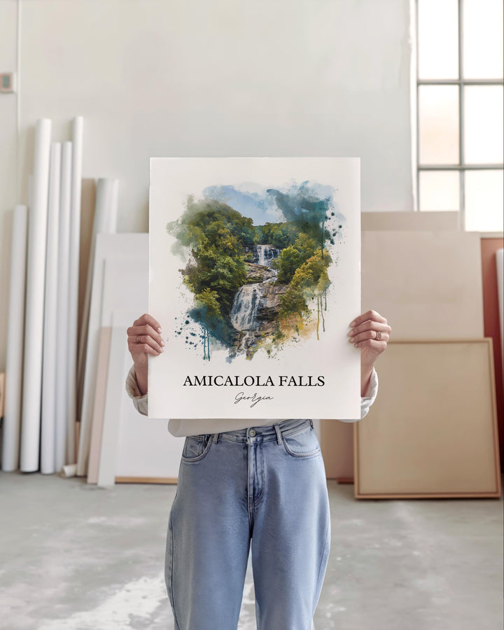 Amicalola Falls Wall Art, Dawsonville Print, Georgia Watercolor Art, Amicalola Falls Gift, Travel Print, Travel Poster, Housewarming Gift