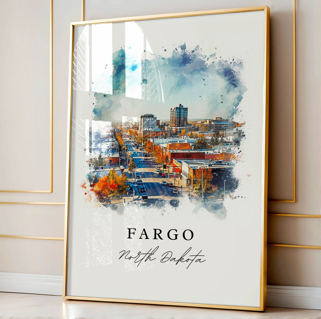 Fargo ND wall art - North Dakota, Fargo print, Fargo North Dakota Wedding gift, Birthday present, Custom Text, Perfect Gift