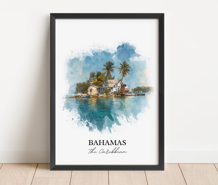 Bahamas Wall Art, Bahamas Print, Bahamas Watercolor Art, Bahamas Gift, Travel Print, Travel Poster, Housewarming Gift