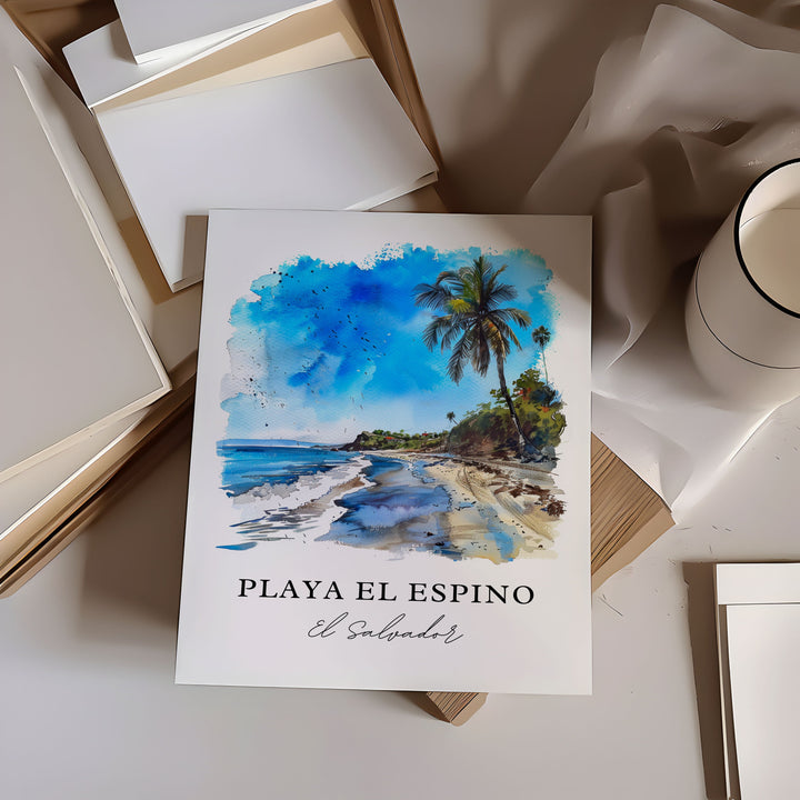 Playa El Espino Art, Playa El Espino Print, El Salvador Watercolor, Playa El Espino Gift,