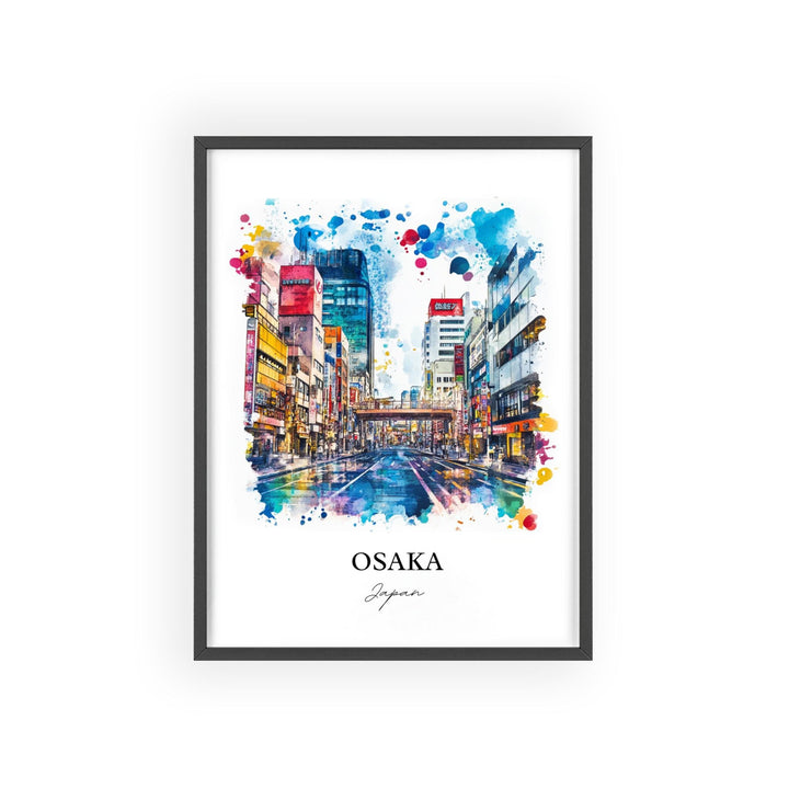 Osaka Wall Art, Osaka Skyline Print, Japan Watercolor Art, Osaka Japan Gift, Travel Print, Travel Poster, Housewarming Gift