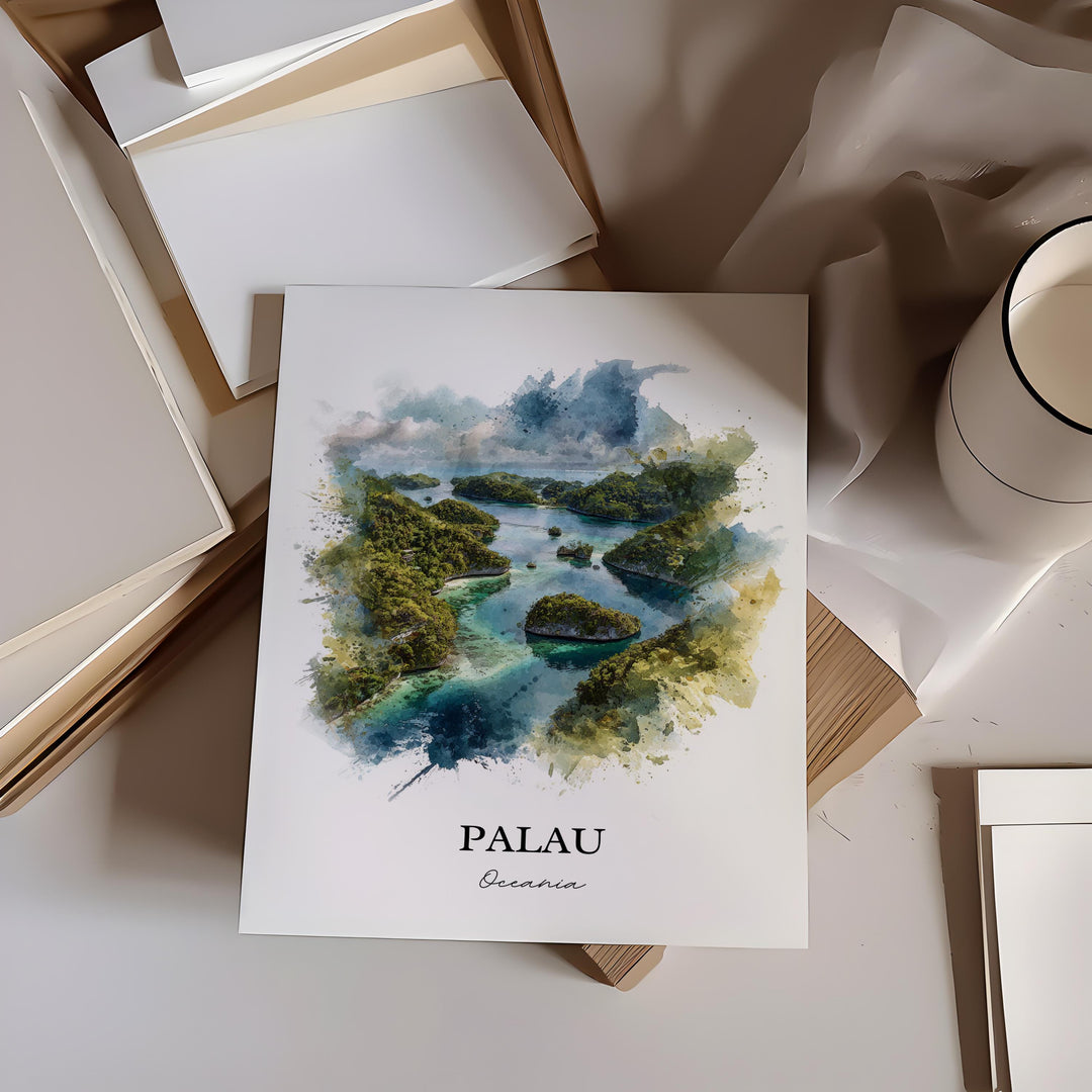 Palau Wall Art, Palau Print, Palau Watercolor Art, Palau Islands Gift, Travel Print, Travel Poster, Housewarming Gift