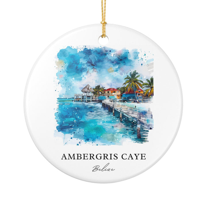 Ambergris Caye Ornament: Unique Ambergris Caye Souvenir, Belize Xmas Decor, and Authentic Belize Gift