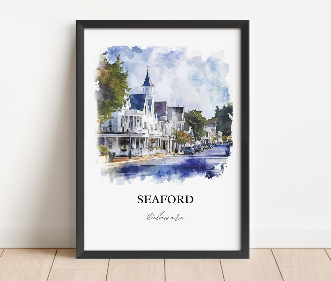 Seaford, Delaware, USA – Watercolor Art Print of Nanticoke River