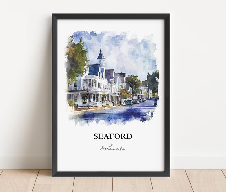 Seaford, Delaware, USA – Watercolor Art Print of Nanticoke River