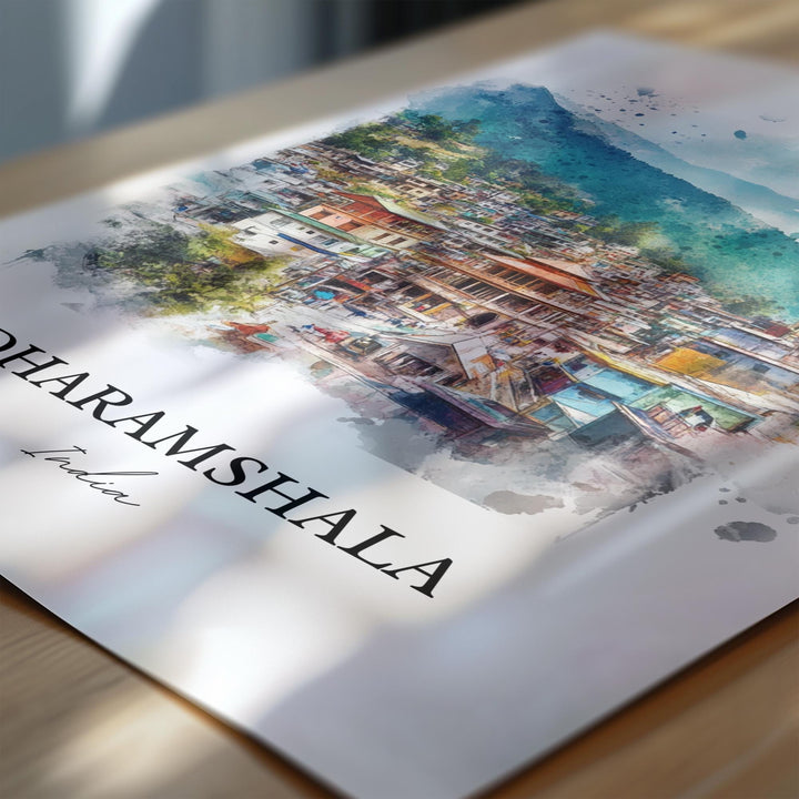 Dharamshala Wall Art, Himachal Pradesh Print, India Watercolor Art, Dharamshala Gift, Travel Print, Travel Poster, Housewarming Gift