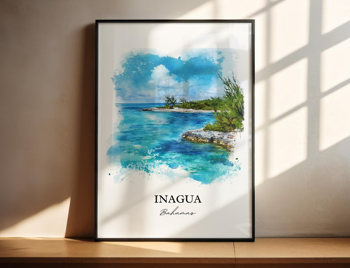 Inagua Bahamas Wall Art, Great Inagua Print, Bahamas Watercolor Art, Inagua Bahamas Gift, Travel Print, Travel Poster, Housewarming Gift