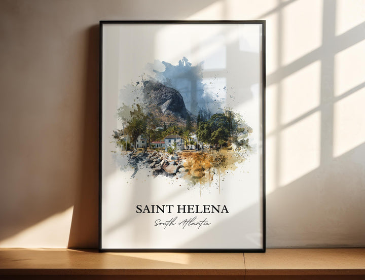 Saint Helena Wall Art, South Atlantic Print, Saint Helena Watercolor Art, Saint Helena Gift, Travel Print, Travel Poster, Housewarming Gift