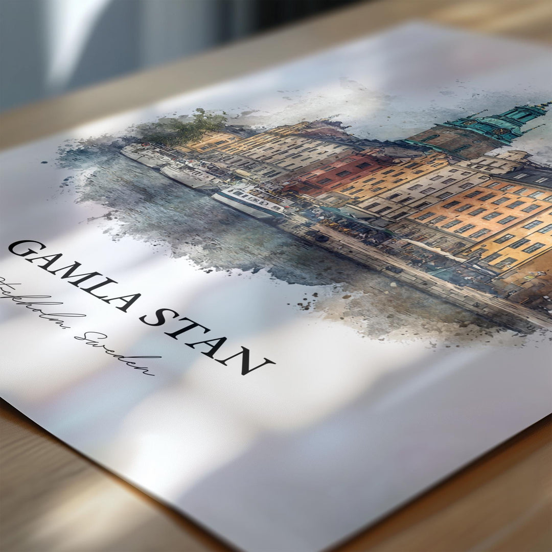 Gamla Stan, Sweden – Watercolor Art Print