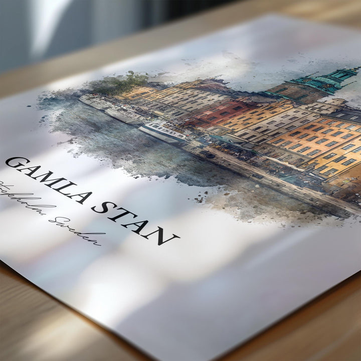 Gamla Stan, Sweden – Watercolor Art Print