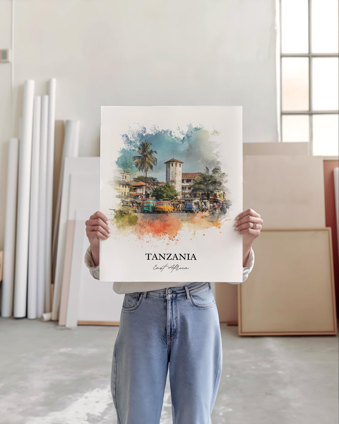 Tanzania Wall Art, Tanzania Print, Tanzania Watercolor Art, Tanzania Country Gift, Travel Print, Travel Poster, Housewarming Gift