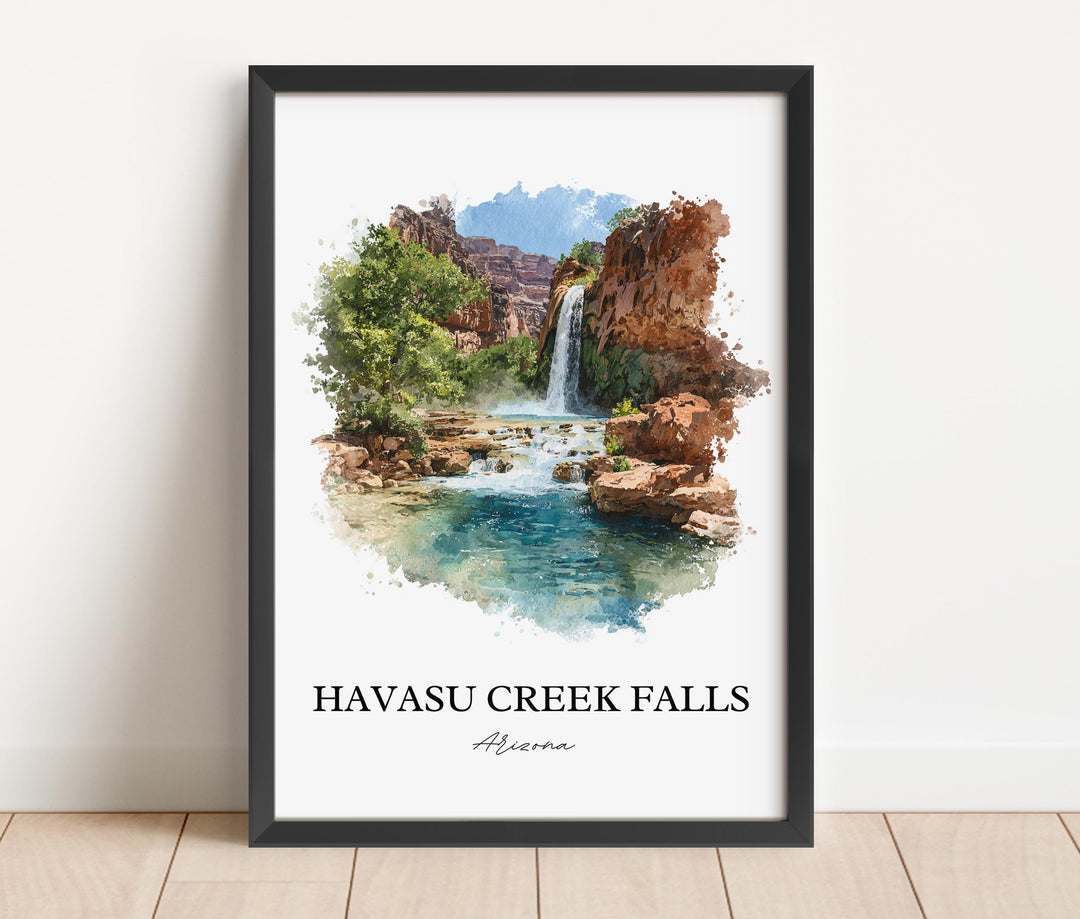Havasu Creek Falls Wall Art, Grand Canyon Print, Arizona Artwork, Havasu Falls Gift, Travel Print, Travel Poster, Housewarming Gift