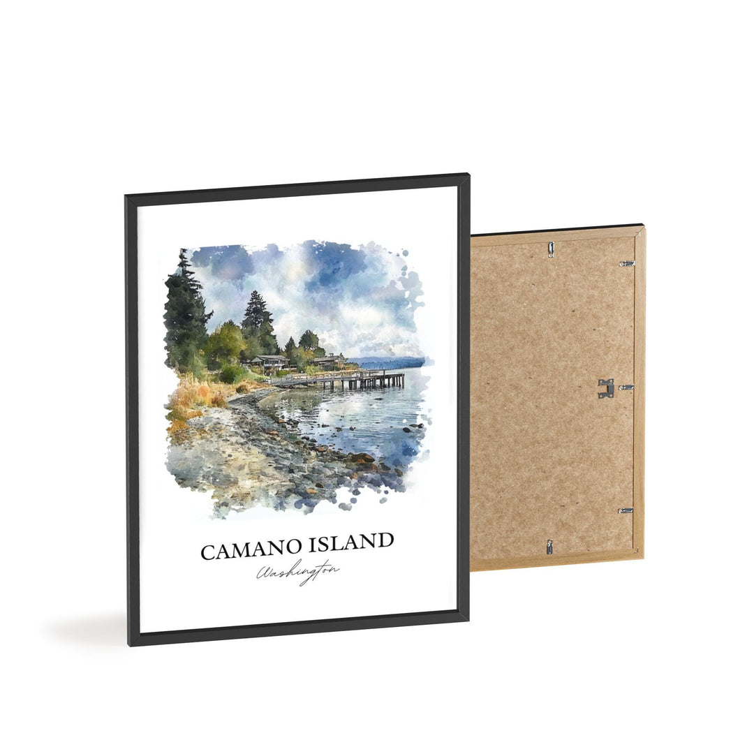 Camano Island Wall Art, Camano WA Print, Washington Watercolor Art, Camano Island Gift, Travel Print, Travel Poster, Housewarming Gift
