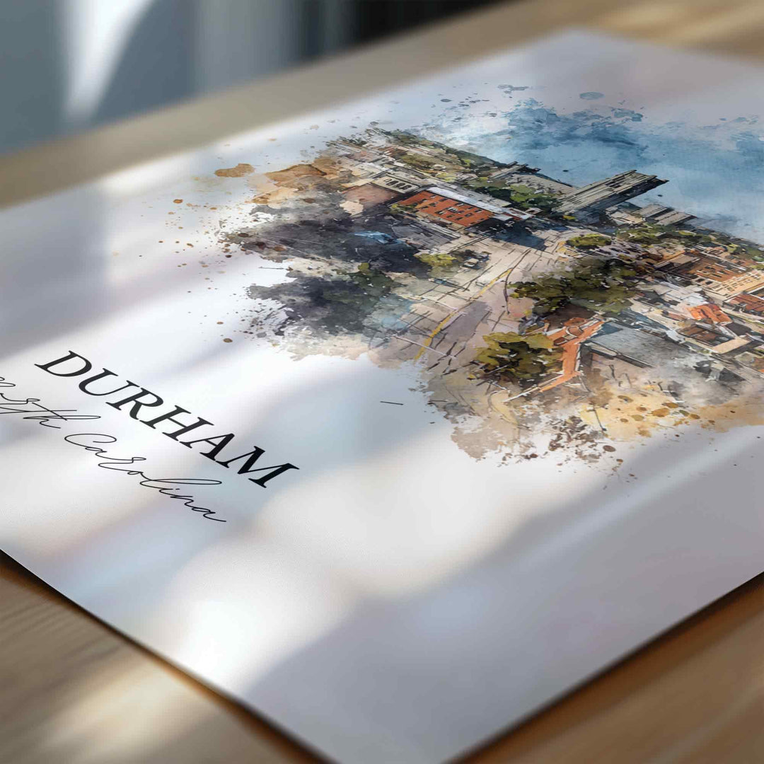 Durham, North Carolina – Watercolor Art Print