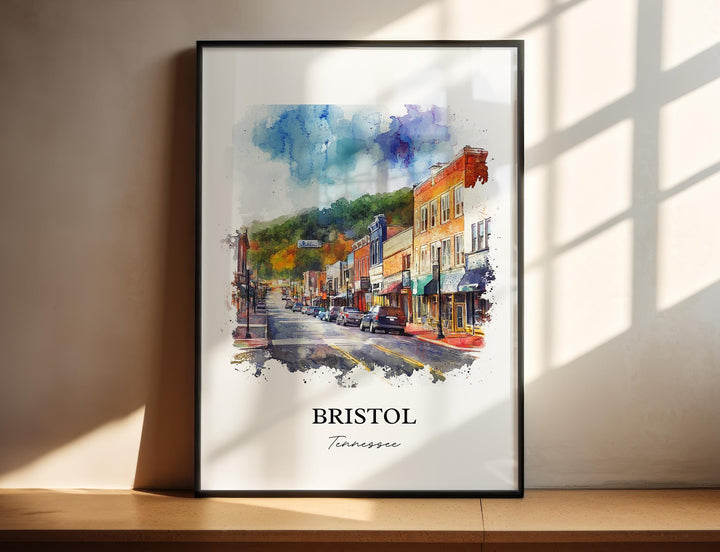 Bristol TN Wall Art, Sullivan County Print, Tennessee Watercolor Art, Bristol Tennessee Gift, Travel Print, Travel Poster, Housewarming Gift