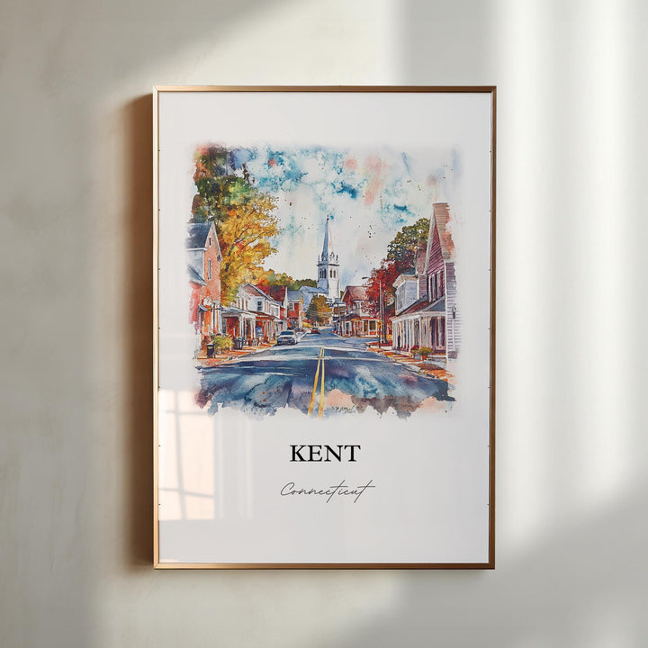 Kent Connecticut Wall Art, Litchfield County Print, Connecticut Watercolor Art, Kent CT Gift, Travel Print, Travel Poster, Housewarming Gift
