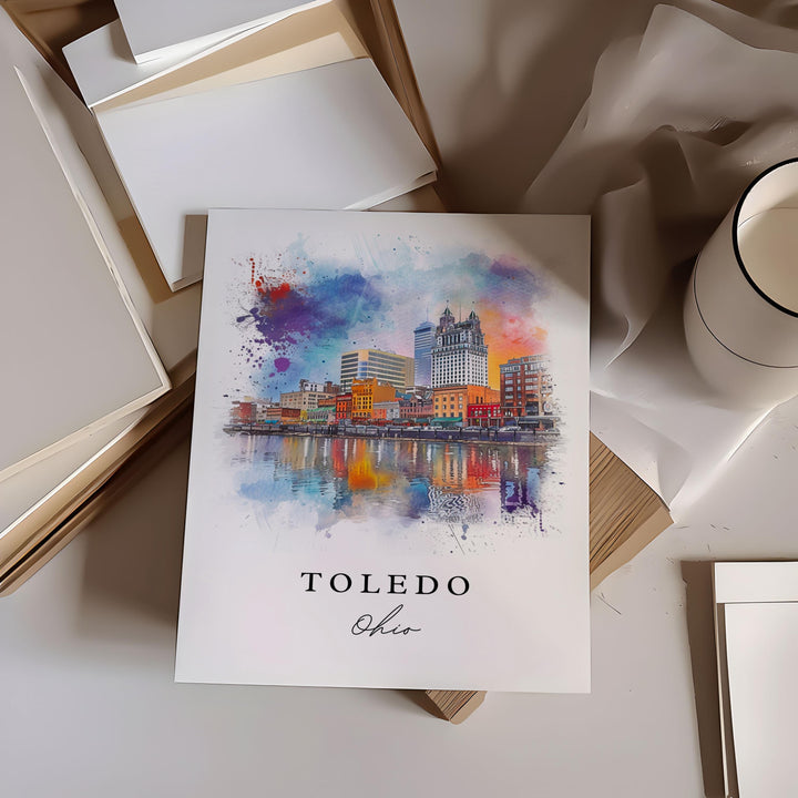 Toledo Ohio wall art - Ohio, Toledo print, Toledo OH Wedding gift, Toledo Ohio Skyline gift, Toledo OH Custom Gift, Perfect Gift