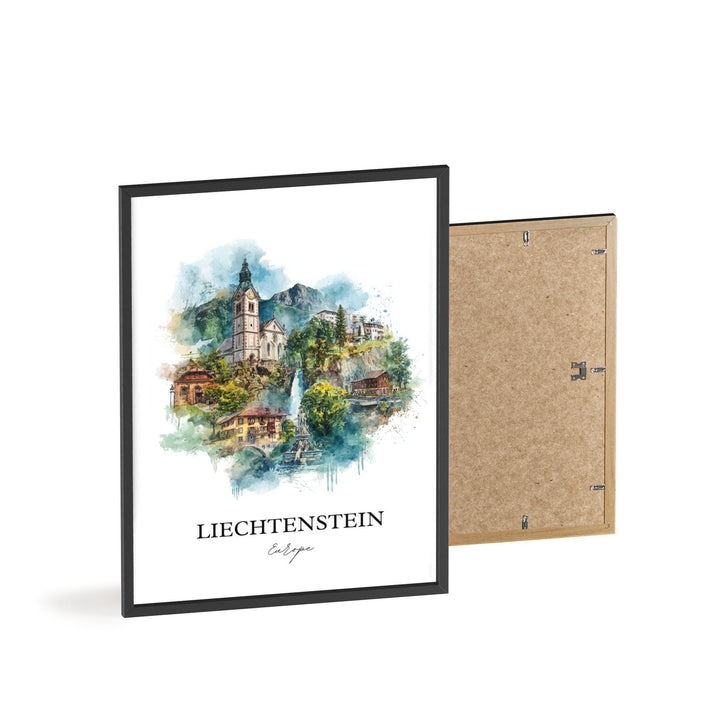 Liechtenstein Art, Liechtenstein Print, Liechtenstein Watercolor Art, Liechtenstein Gift, Travel Print, Travel Poster, Housewarming Gift