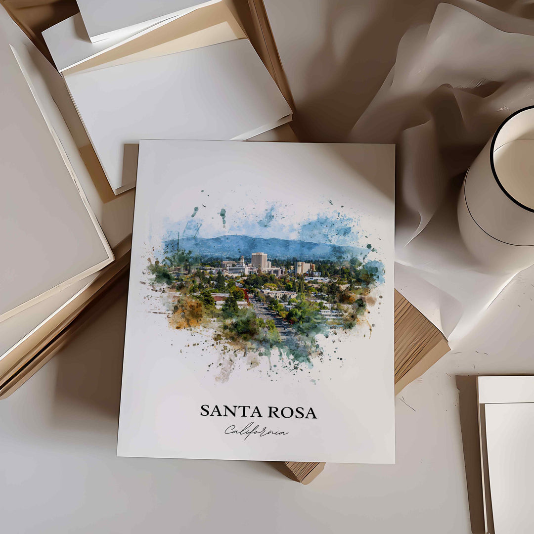 Santa Rosa, California – Watercolor Art Print
