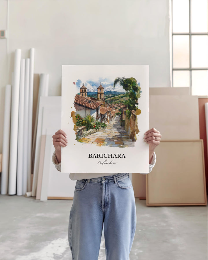 Barichara Wall Art, Colombia Print, Colombia Watercolor Art, Barichara Gift, Travel Print, Travel Poster, Housewarming Gift